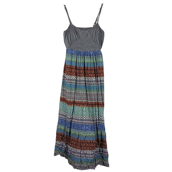 Lilka Mendocino Maxi Dress M Boho Festival Mixed Print Pleated Bust Empire Waist - Picture 13 of 13